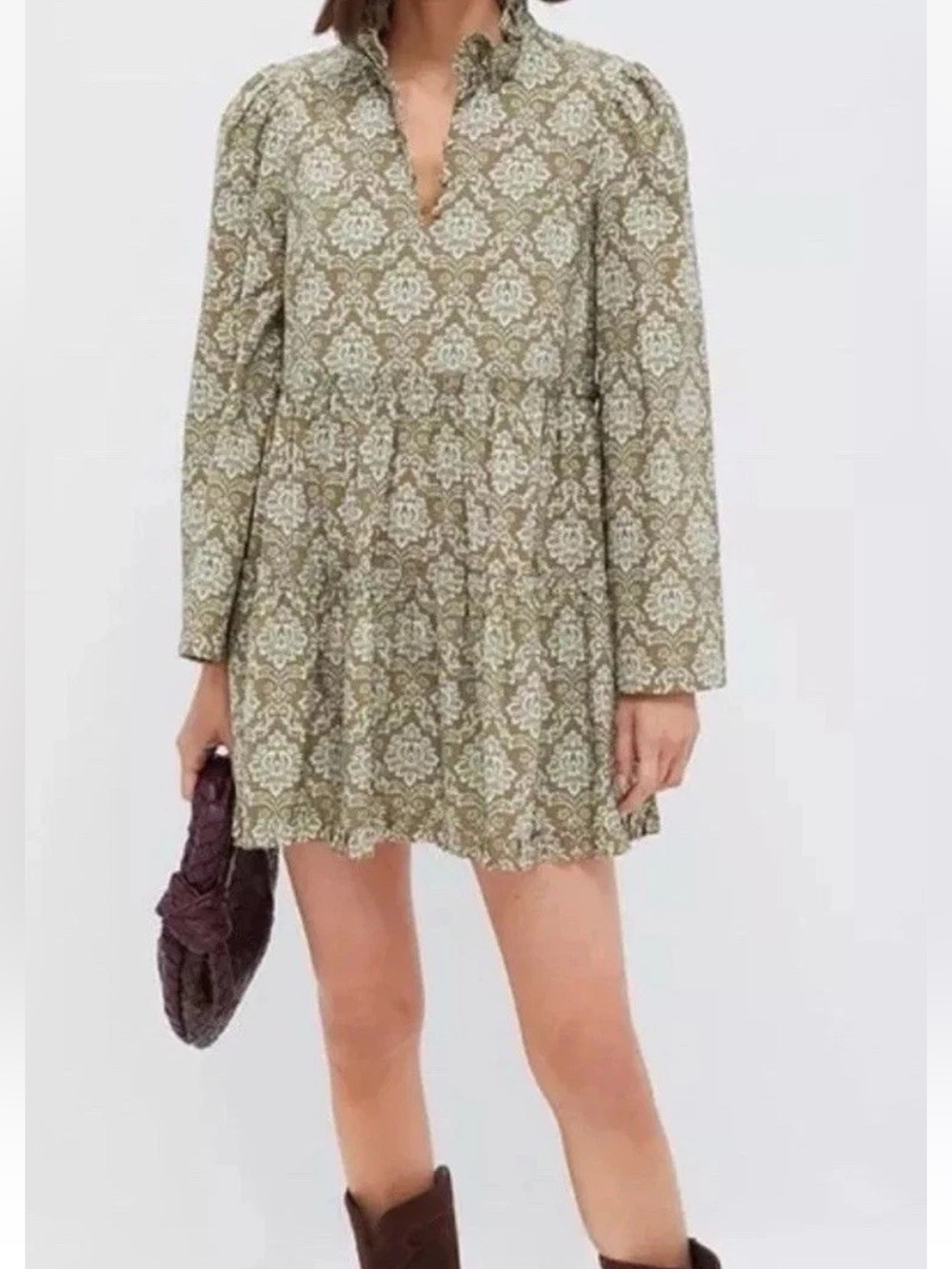 NWT Tuckernuck Hyacinth House Moss Printed Russell Mini Dress Large Cotton Boho